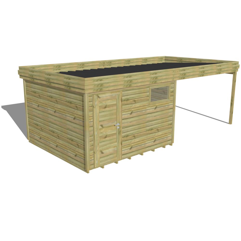 Abri de jardin bois pin traité autoclave 27mm - 6,94x3,44m / 24m2 - bac acier - plancher bois