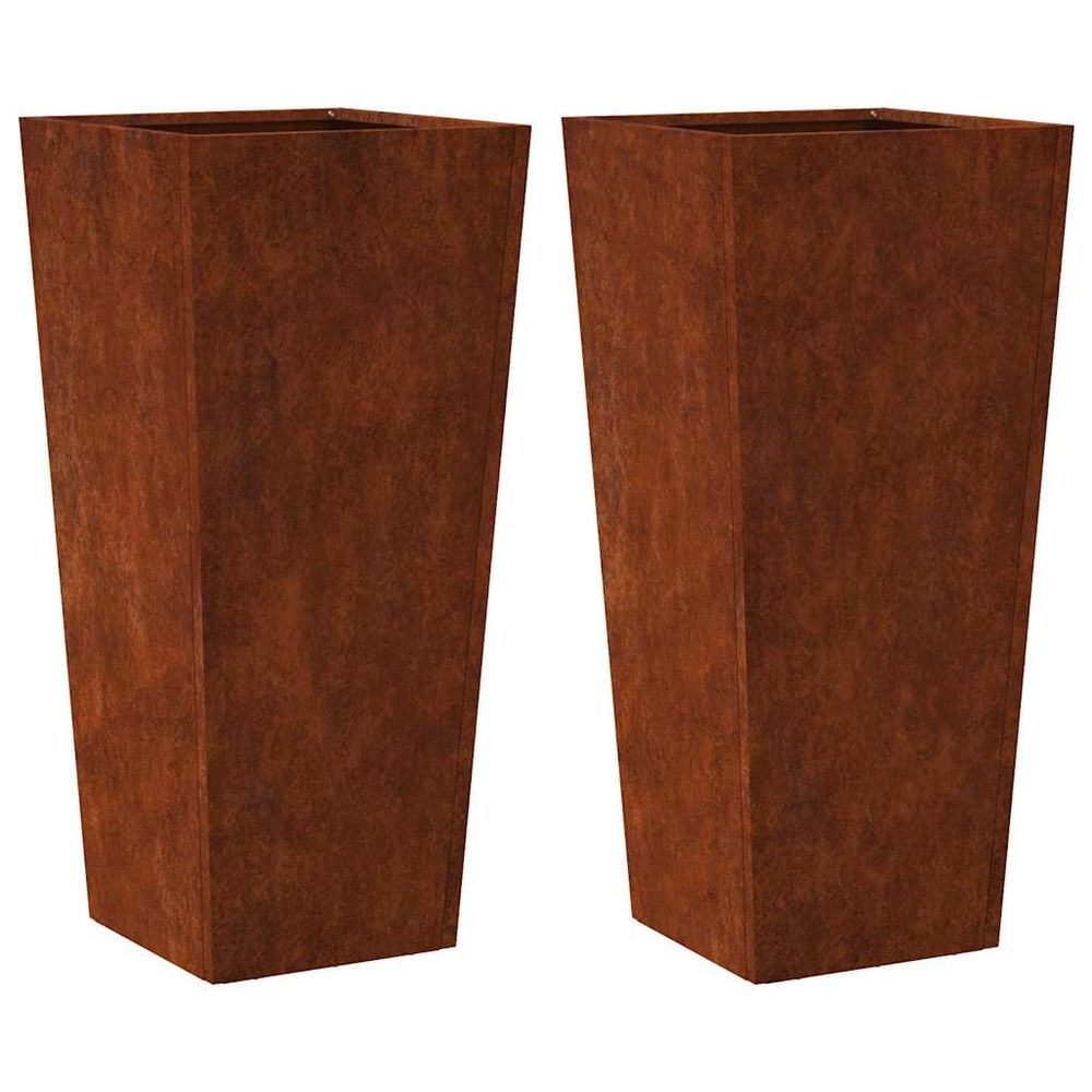 Jardinières 2 pcs 35x35x75 cm acier résistant aux intempéries