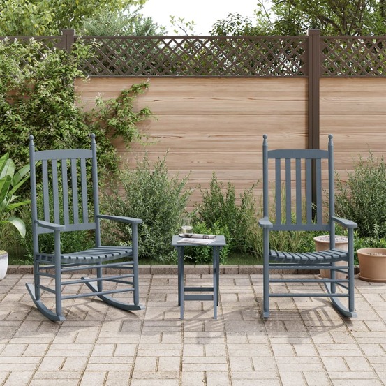Chaises à bascule lot de 2 table pliable gris massif peuplier