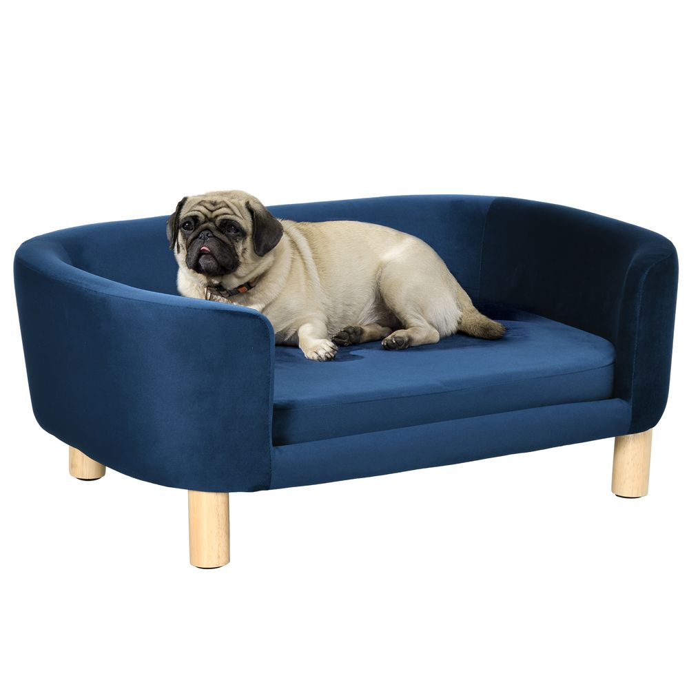 Canapé pour petit chien velours intérieur matelas doux 86cm bleu - comfortxl outdoor living