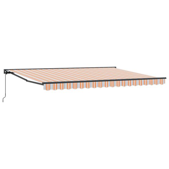 Auvent rétractable manuel orange, gris, bleu, blanc 5 × 3,5 m