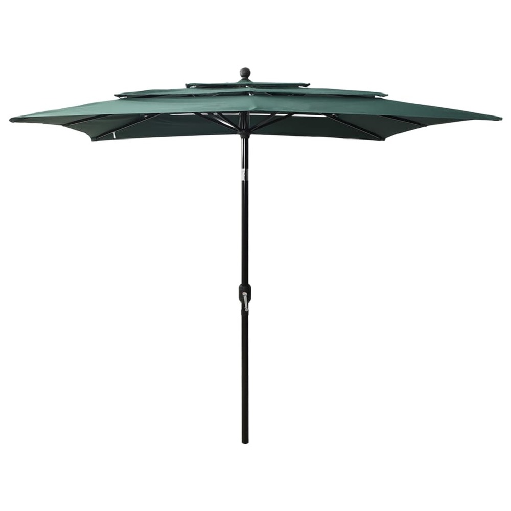 Parasol à 3 niveaux avec mât en aluminium 2,5 x 2,5 m vert