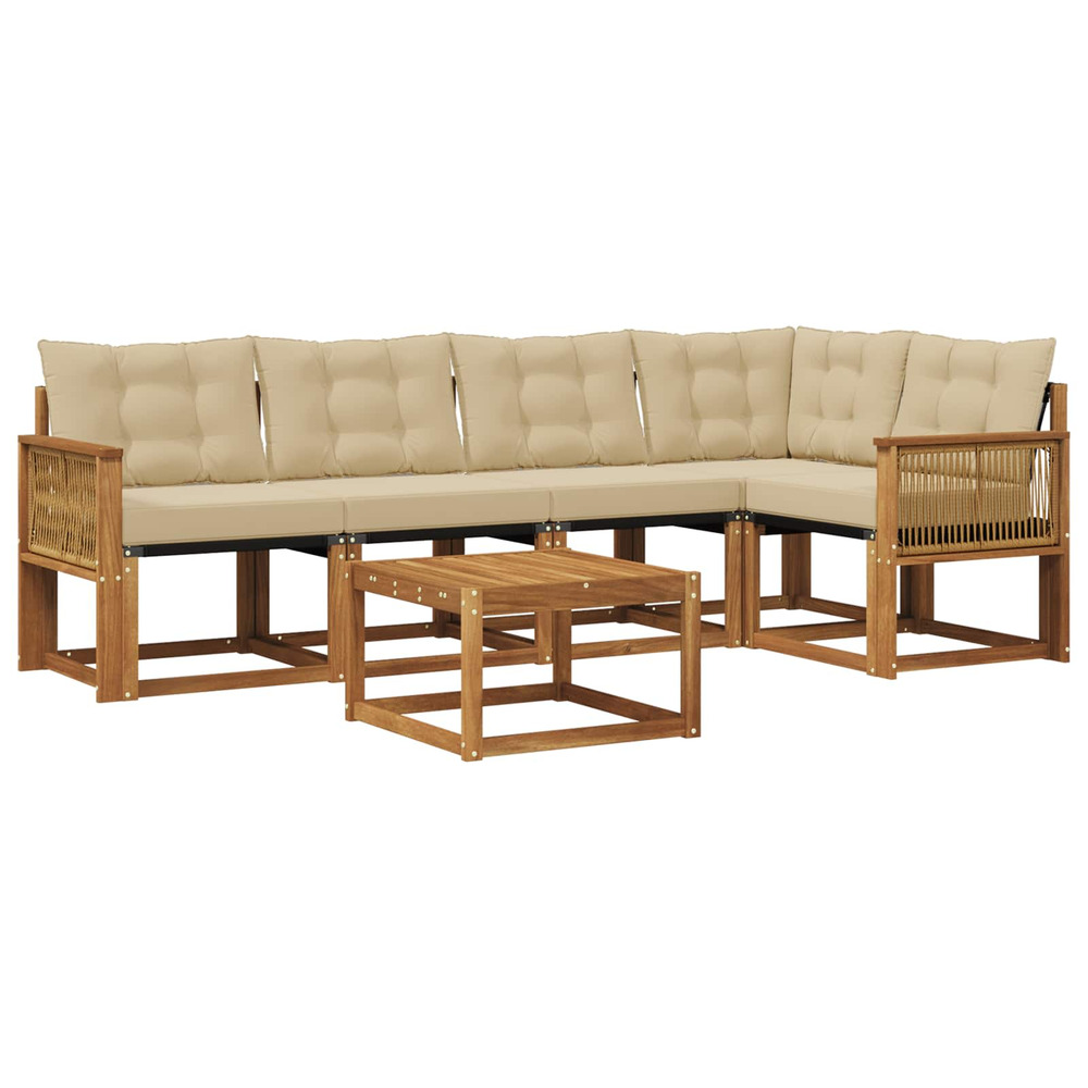 Ensemble de canapés d'extérieur 6 pcs naturel et beige
