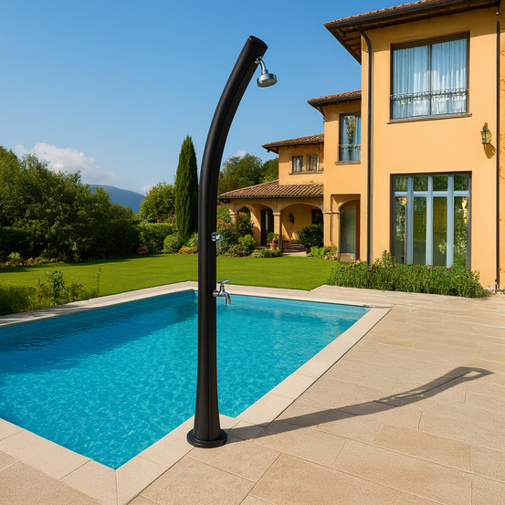 Douche a chauffage solaire reservoir 25l polyethylene 225cm lavepieds