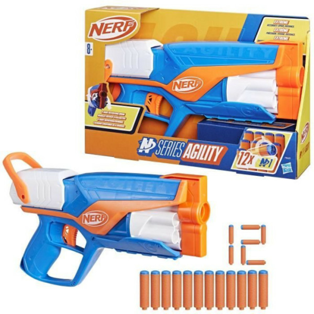 Nerf blaster agility n series, 12 fléchettes n1 uniquement pour les blasters n series, barillet 6 fléchettes, jeux d