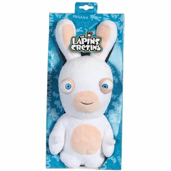 Lapins crétins sonores bouche fermée - 28 cm - blanc