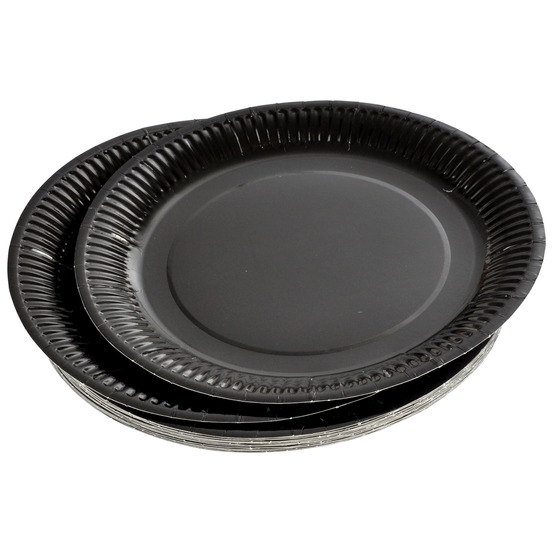 Set de 20 assiettes carton 23 cm unies noir