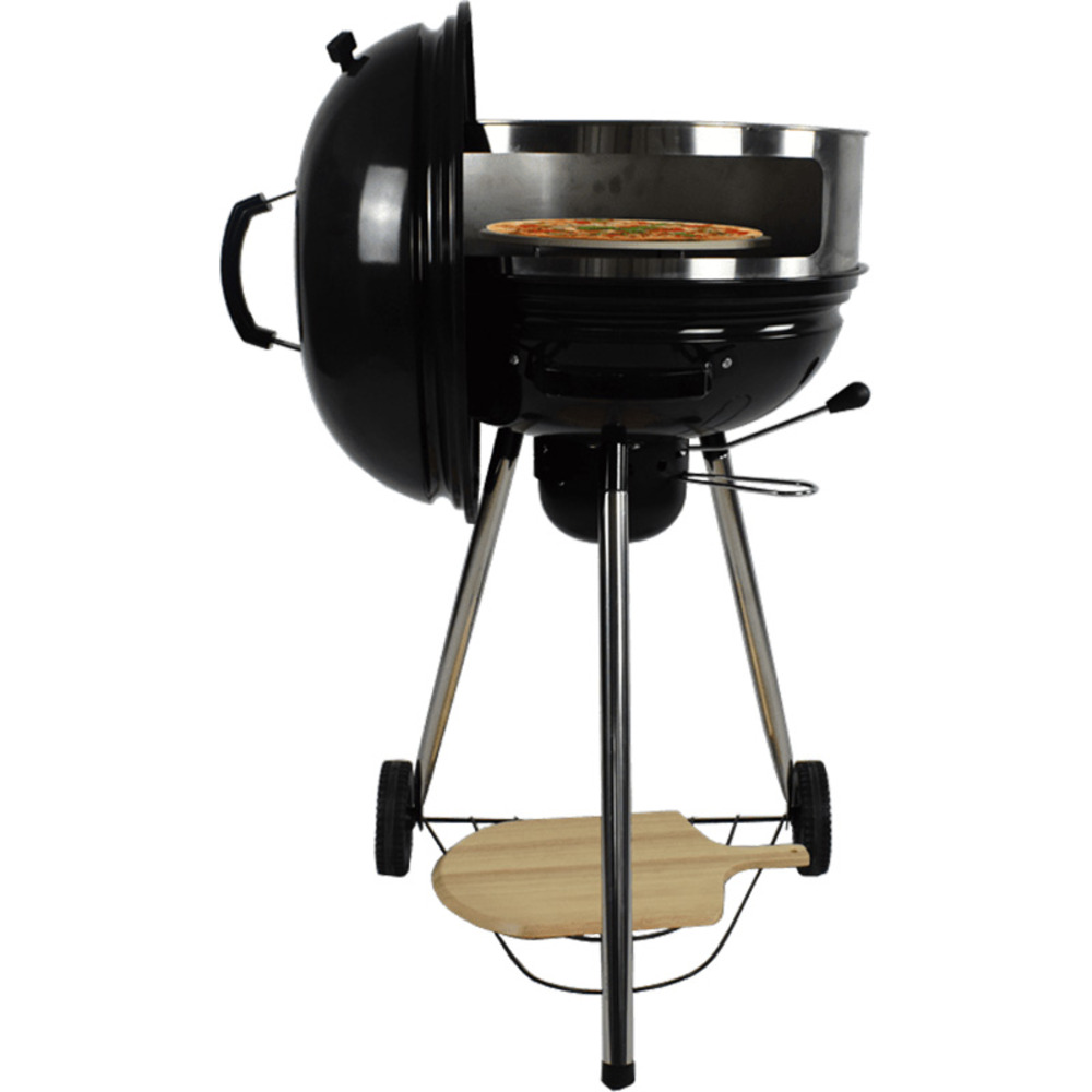 Barbecue à charbon - purechef - forme boule avec option four à pizza - dimensions : 62 x 58 x 122 cm
