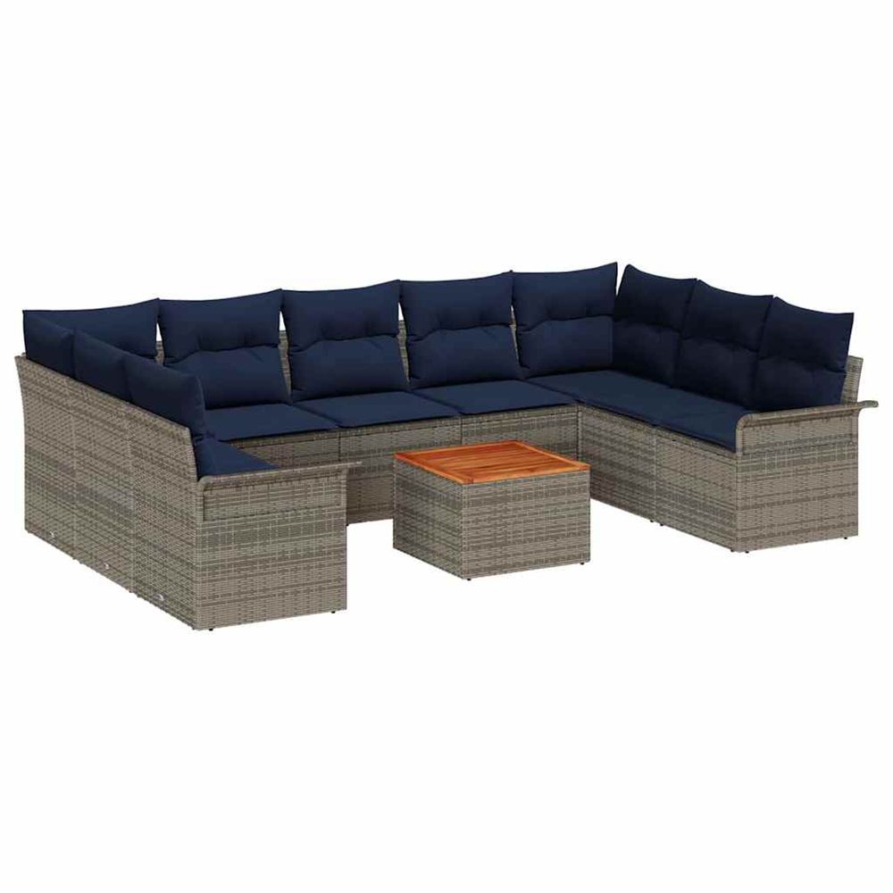 Ensemble de canapé de jardin 10 pc gris polyrotin