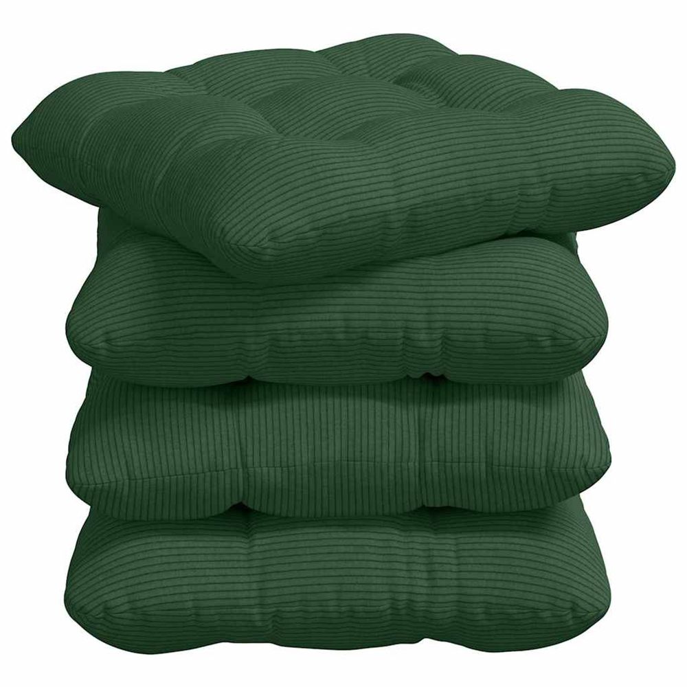 Coussins de siège 4 pc tissu en velours côtelé vert foncé