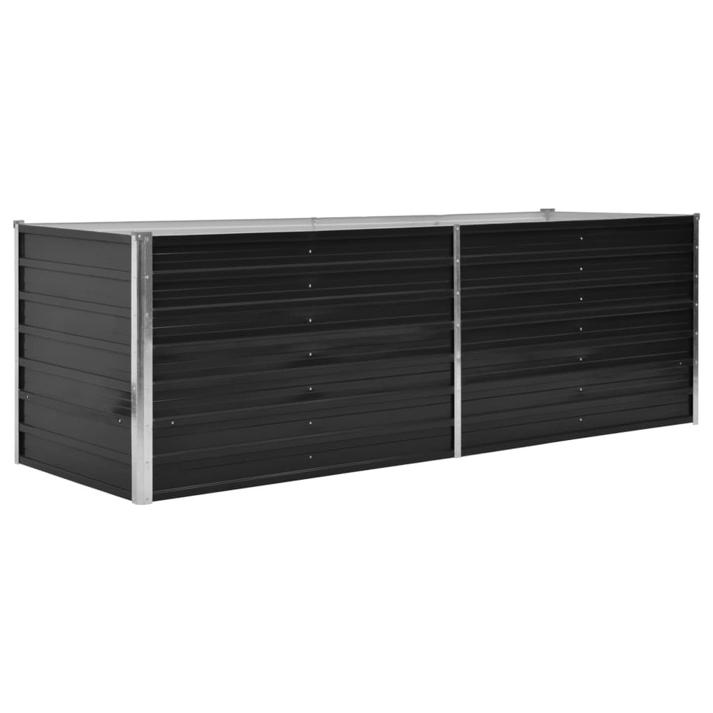 Jardinière lit surélevé plantes fleurs jardin 240 x 80 x 77 cm acier galvanisé anthracite