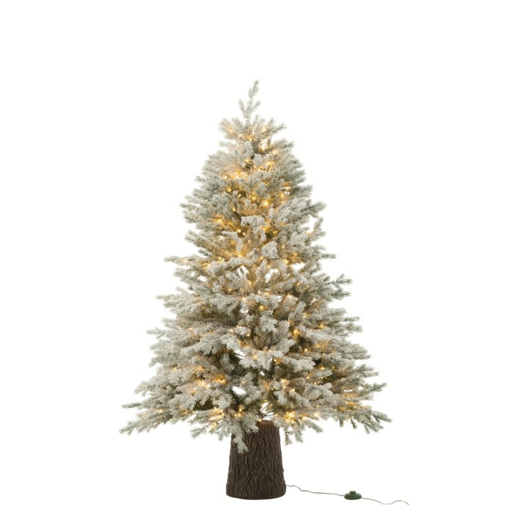 Sapin de noël artificiel enneigé avec 600 led en métal vert h.150cm h150