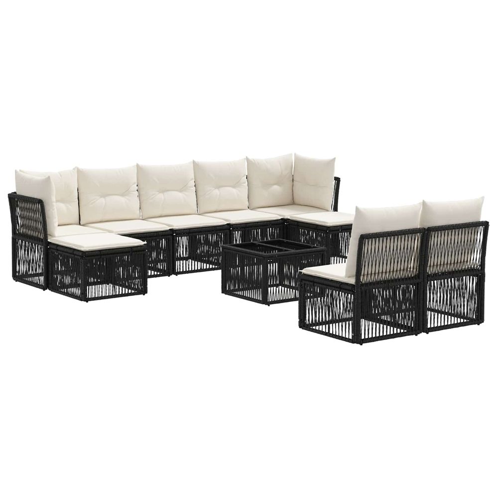 Ensemble de canapé de jardin 10 pc noir polyrotin