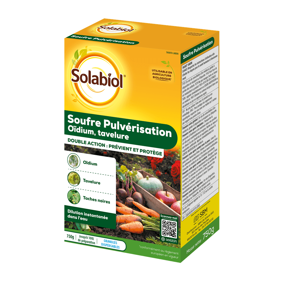 Sopul750 - souffre pulvérisation - 750g - jusqu' a 100l de solution - préventive et curative - utilisable en agriculture biologique