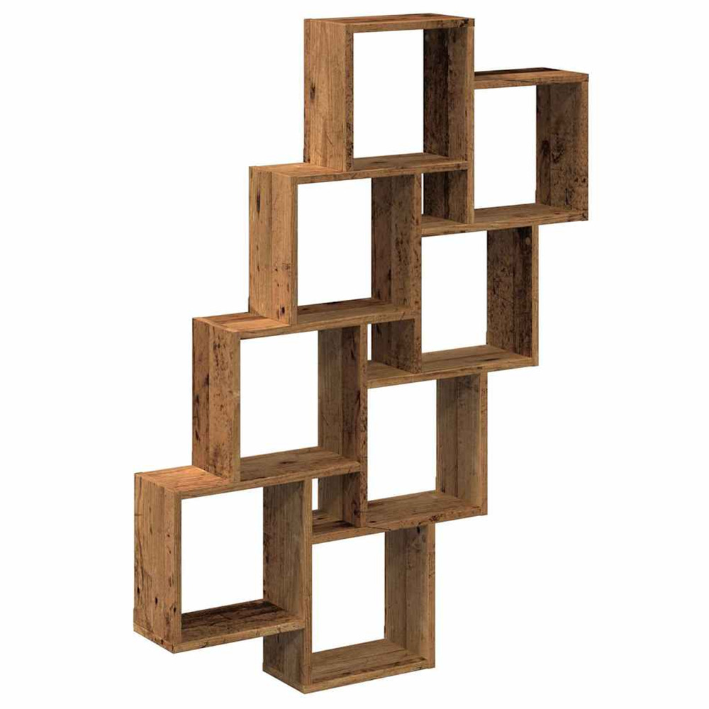 Étagère murale en forme de cube vieux bois 90x15x119,5 cm