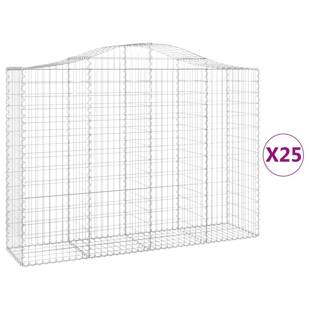Paniers à gabions arqués 25 pcs 200x50x140/160 cm fer galvanisé
