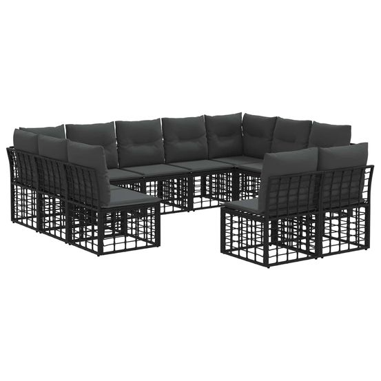 Ensemble de canapés d'extérieur noir et gris foncé polyester