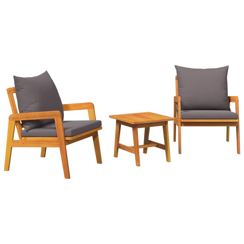 Ensemble bistrot 3 pc marron bois d'acacia massif