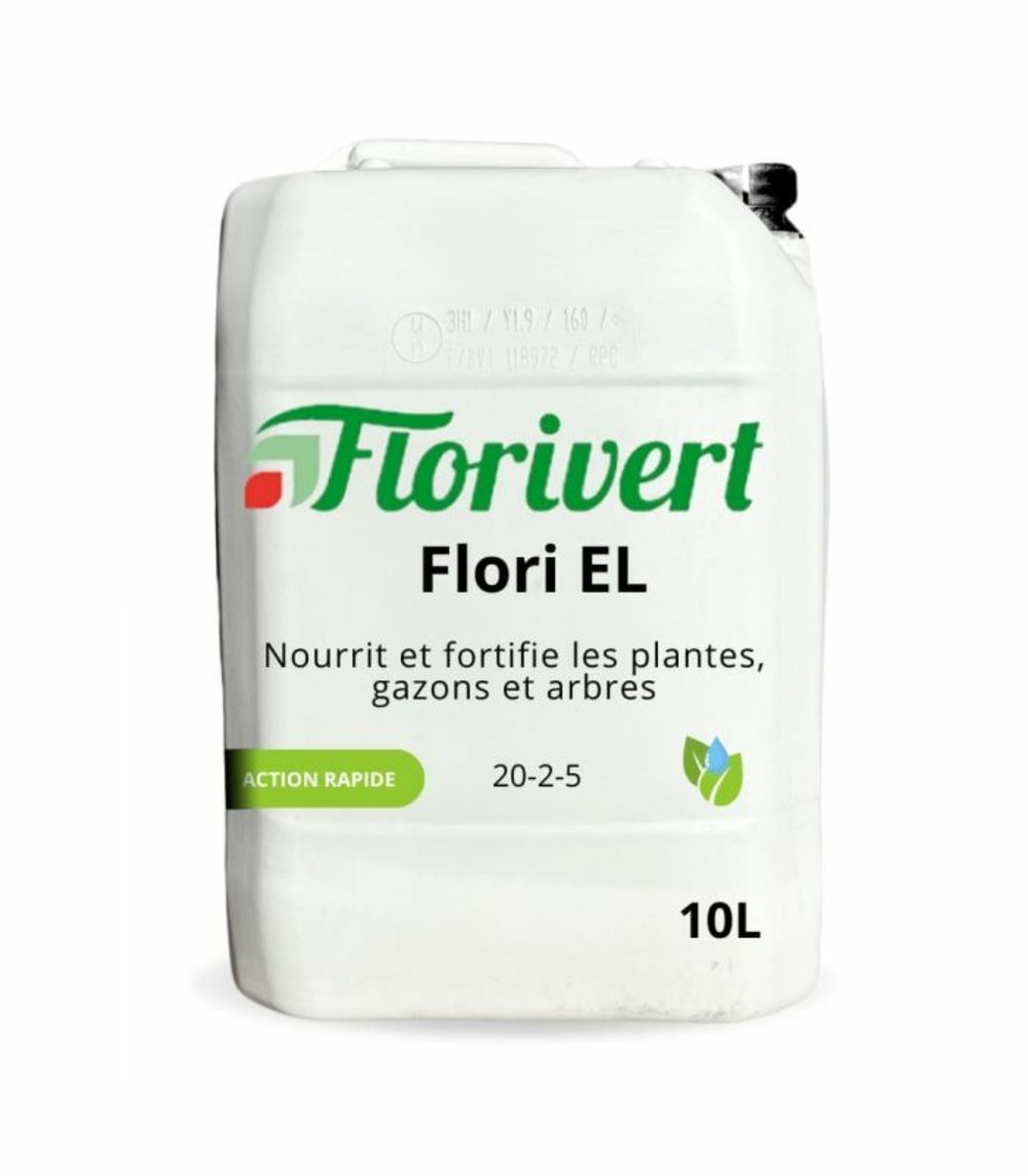 Engrais gazon flori el 20-2-5 10l libération lente, pour pelouses bien vertes - florivert neg00987