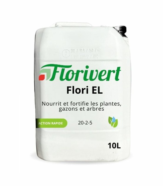 Engrais gazon flori el 20-2-5 10l libération lente, pour pelouses bien vertes - florivert neg00987
