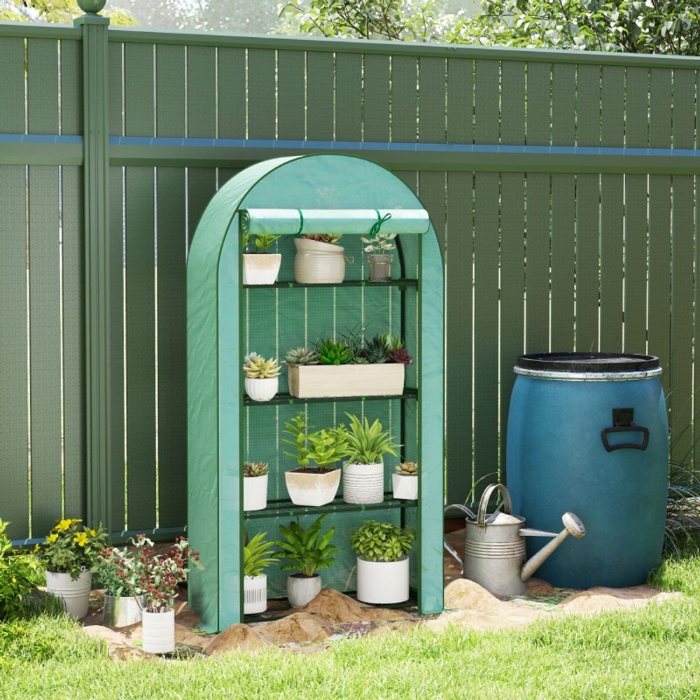 Mini serre de jardin pe acier 105 x 45 x 160 cm verte 4 étagères pour semis - comfortxl outdoor living