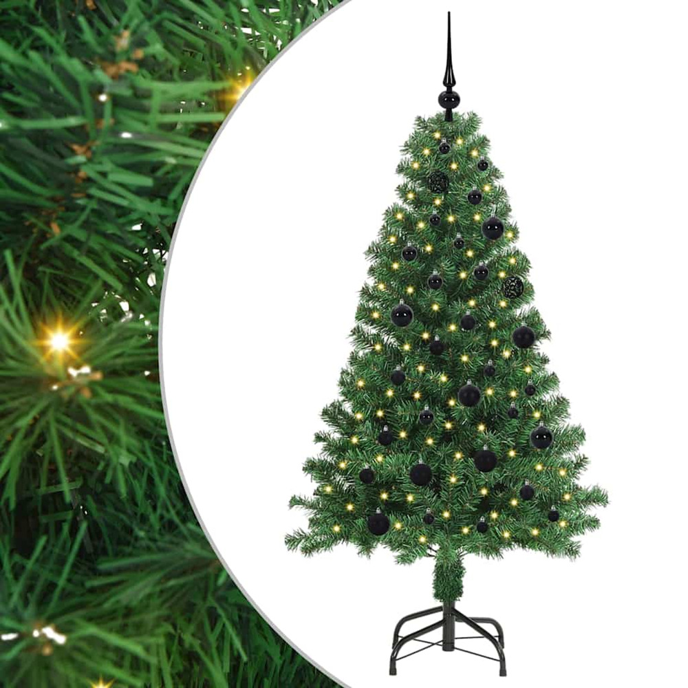 Sapin de noël artificiel vert 150 cm pvc, acier et plastique