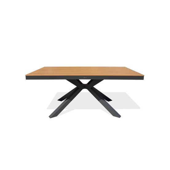 Table de jardin lamu (180x100 cm) en aluminium et plateau polywood aspect bois