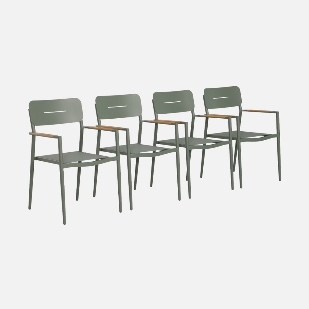 Lot de 4 fauteuils de jardin aluminium et textilène - fira