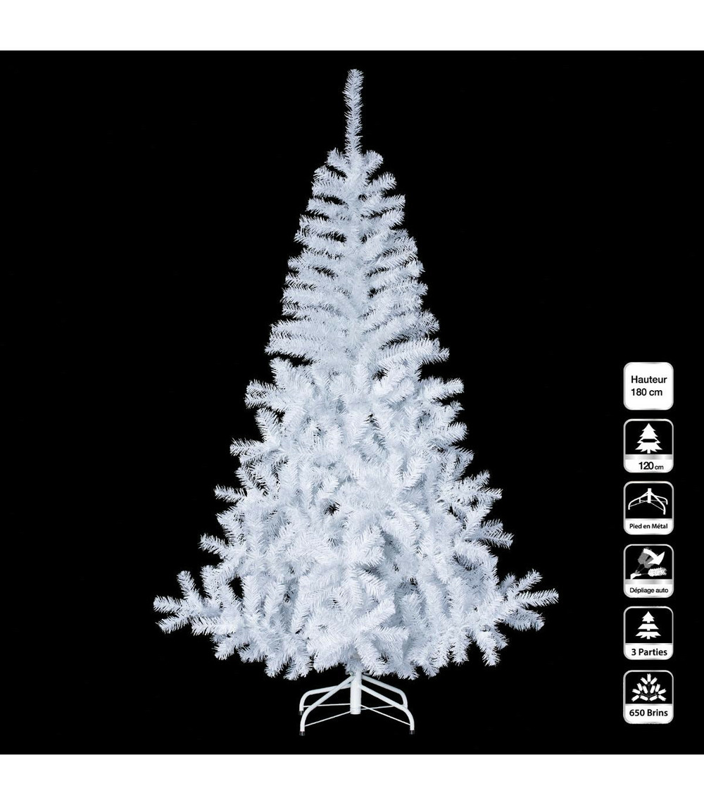 Sapin de noël artificiel blanc 2 tons h 180 cm