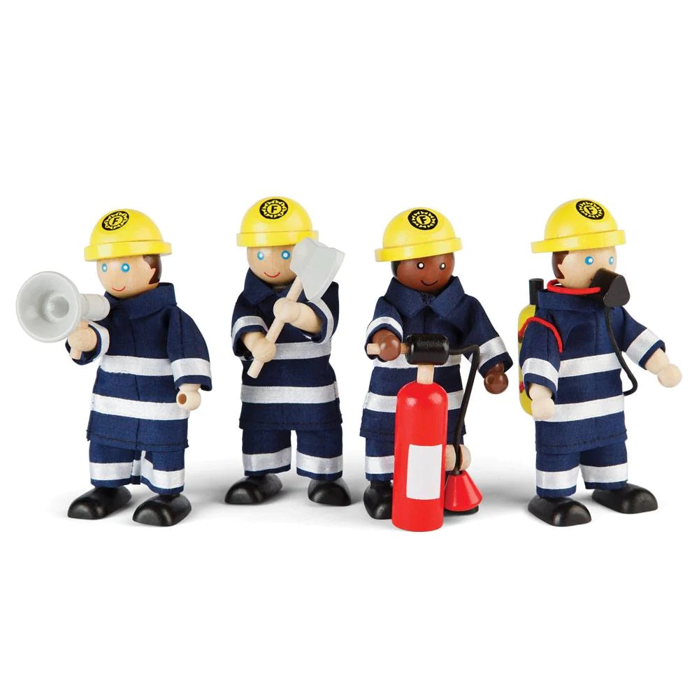 Figurines en bois pompiers