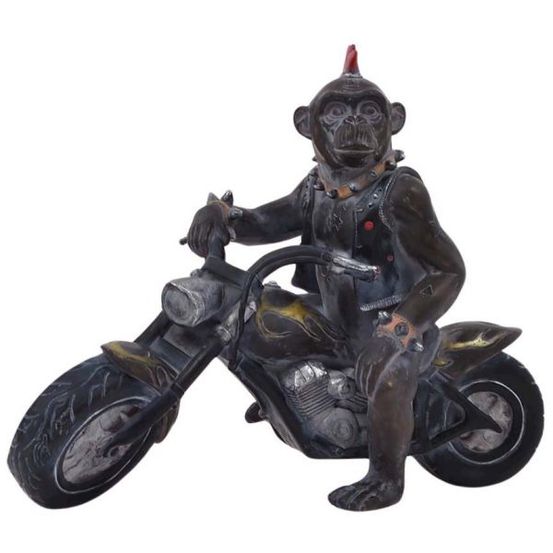 Statuette animal motard en polyrésine singe