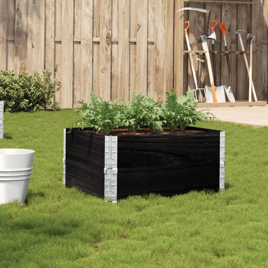 Jardinière modulable bois pin potager pliable noir 80x60cm