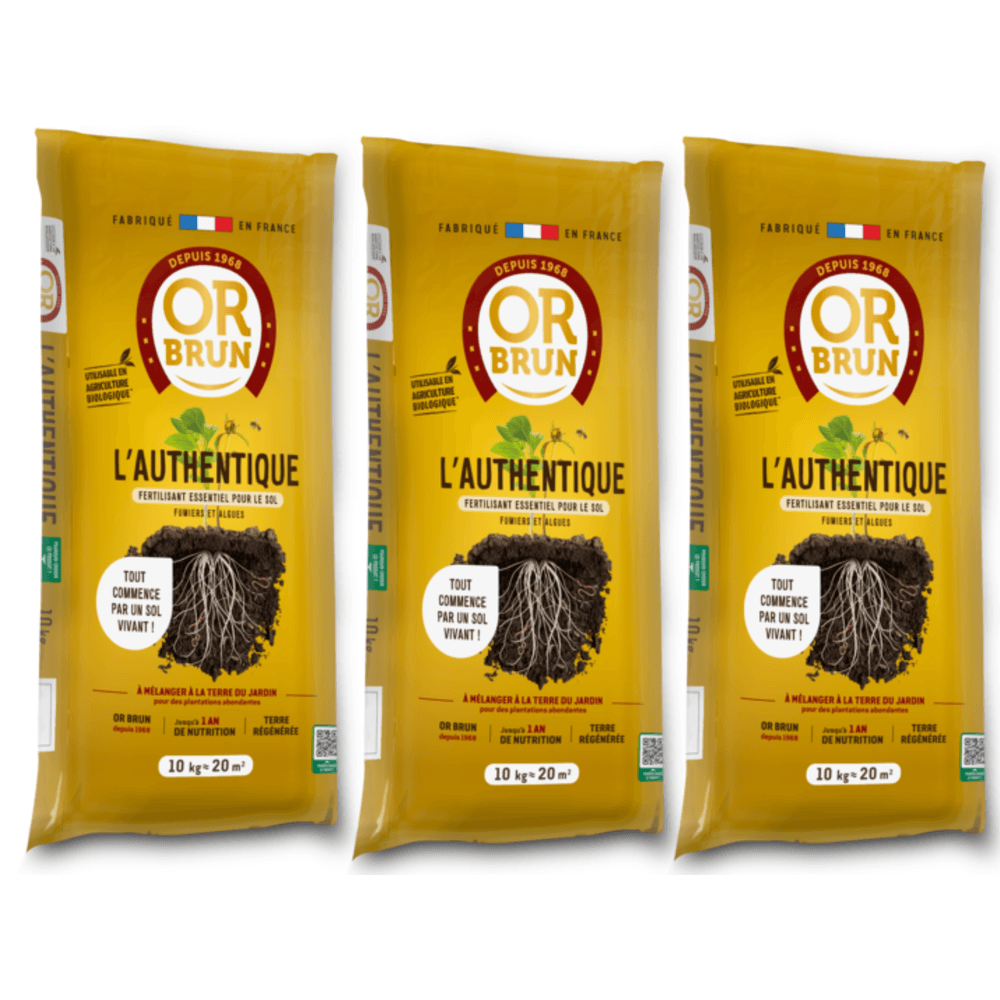 Or brun authentique fertilisant - fertilisant essentiel pour le sol - 3x10kg - 60m² - fumiers & algues obraaut10x3