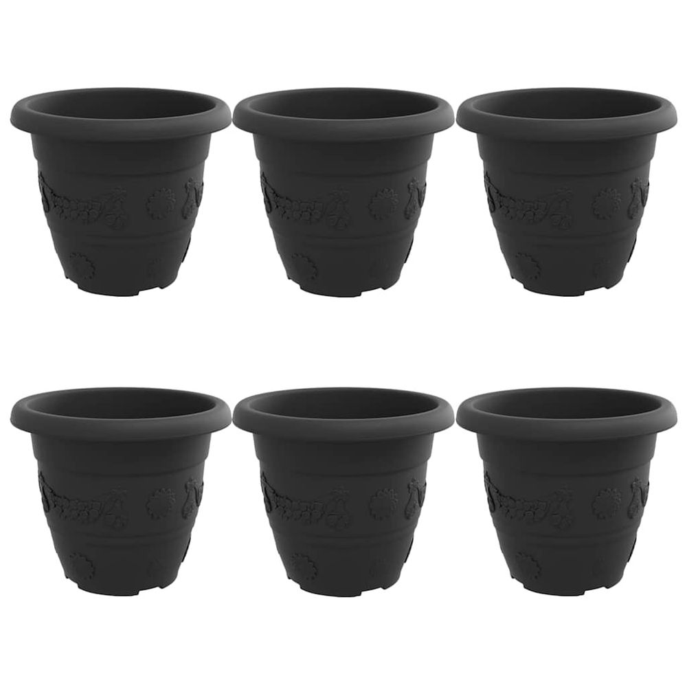 Pot à fleurs rond 6 pc noir ø 26 x 21,5 cm plastique