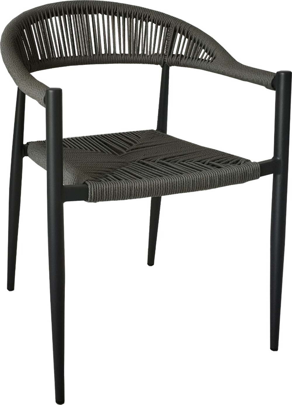 Fauteuil aluminium anthracite et corde tressée grise casamance