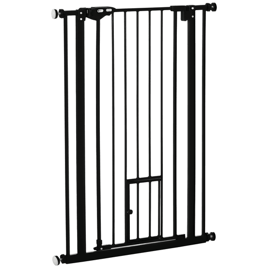 Barrière de sécurité haute en acier pour chien fermeture auto porte chat 104cm noir