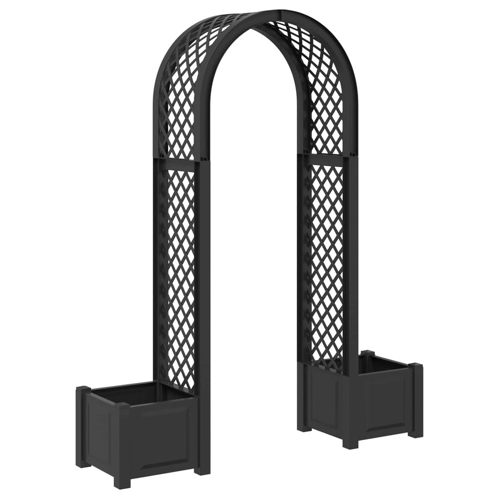 Arc à roses avec jardinière d'extérieur anthracite 168,5 x 43 x 207 cm pp