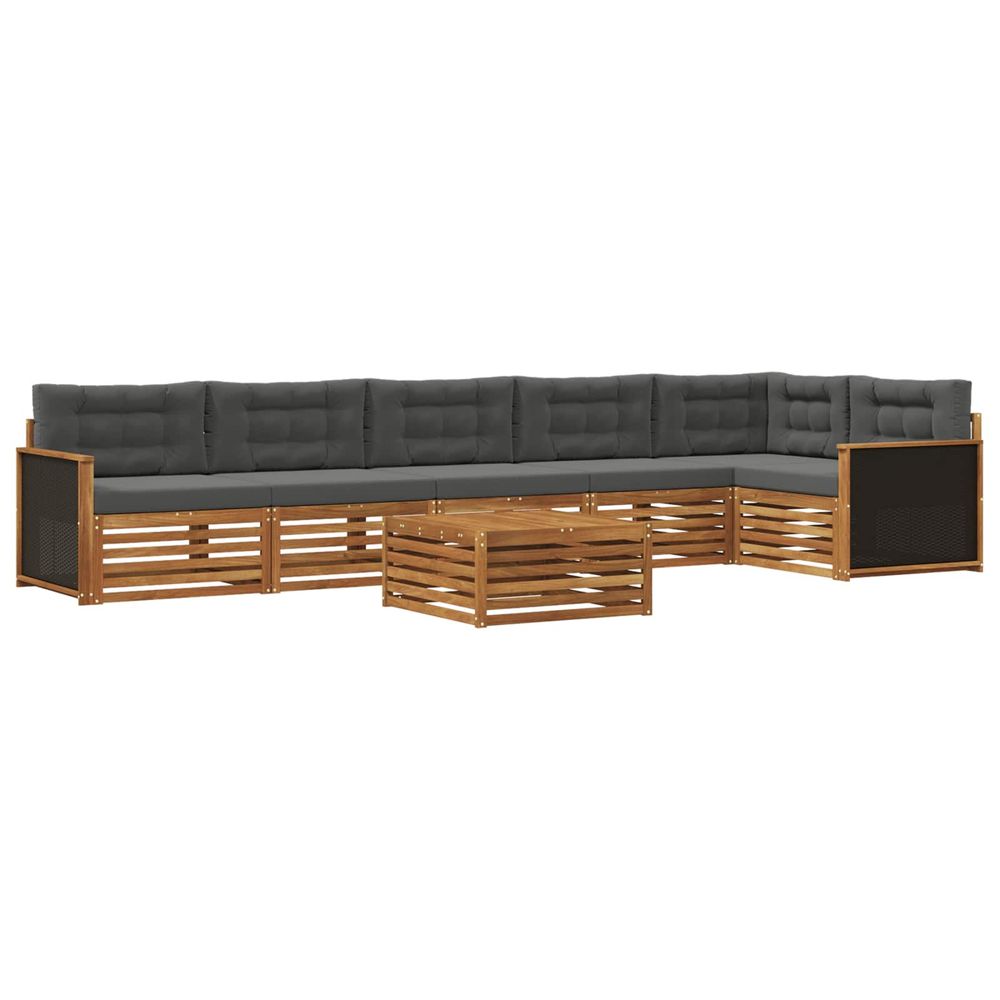 Ensemble de canapés d'extérieur 7 pc naturel et anthracite