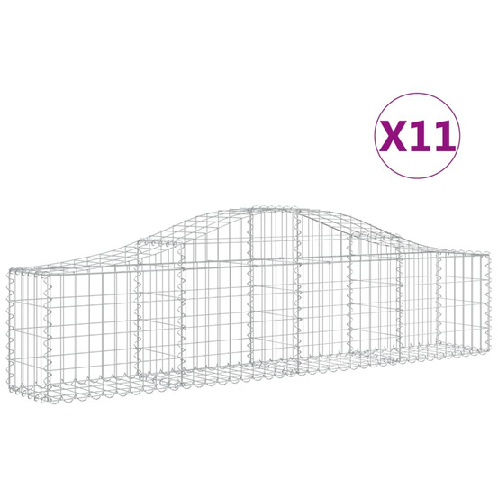 Paniers à gabions arqués 11 pcs 200x30x40/60 cm fer galvanisé