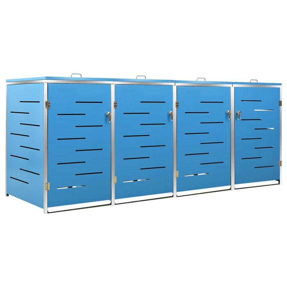 Abri pour quatre poubelles 276,5x77,5x115 cm inox