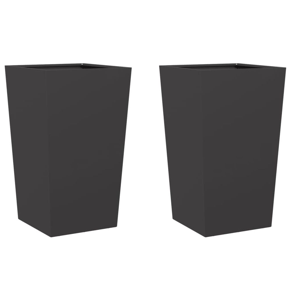 Jardinières 2 pcs noir 45x45x75 cm acier