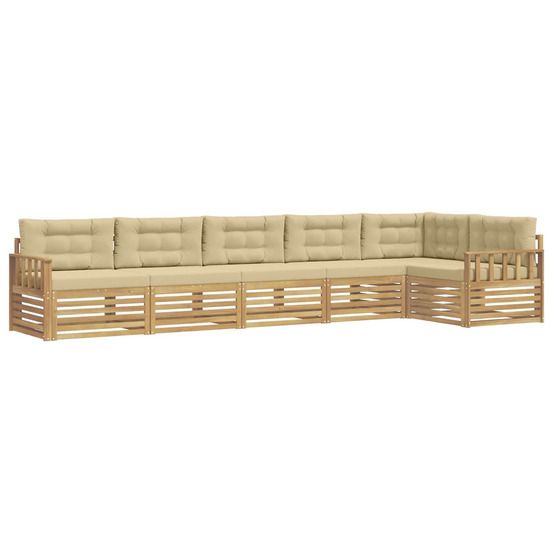 Ensemble de canapés d'extérieur 6 pc blanc et beige polyester