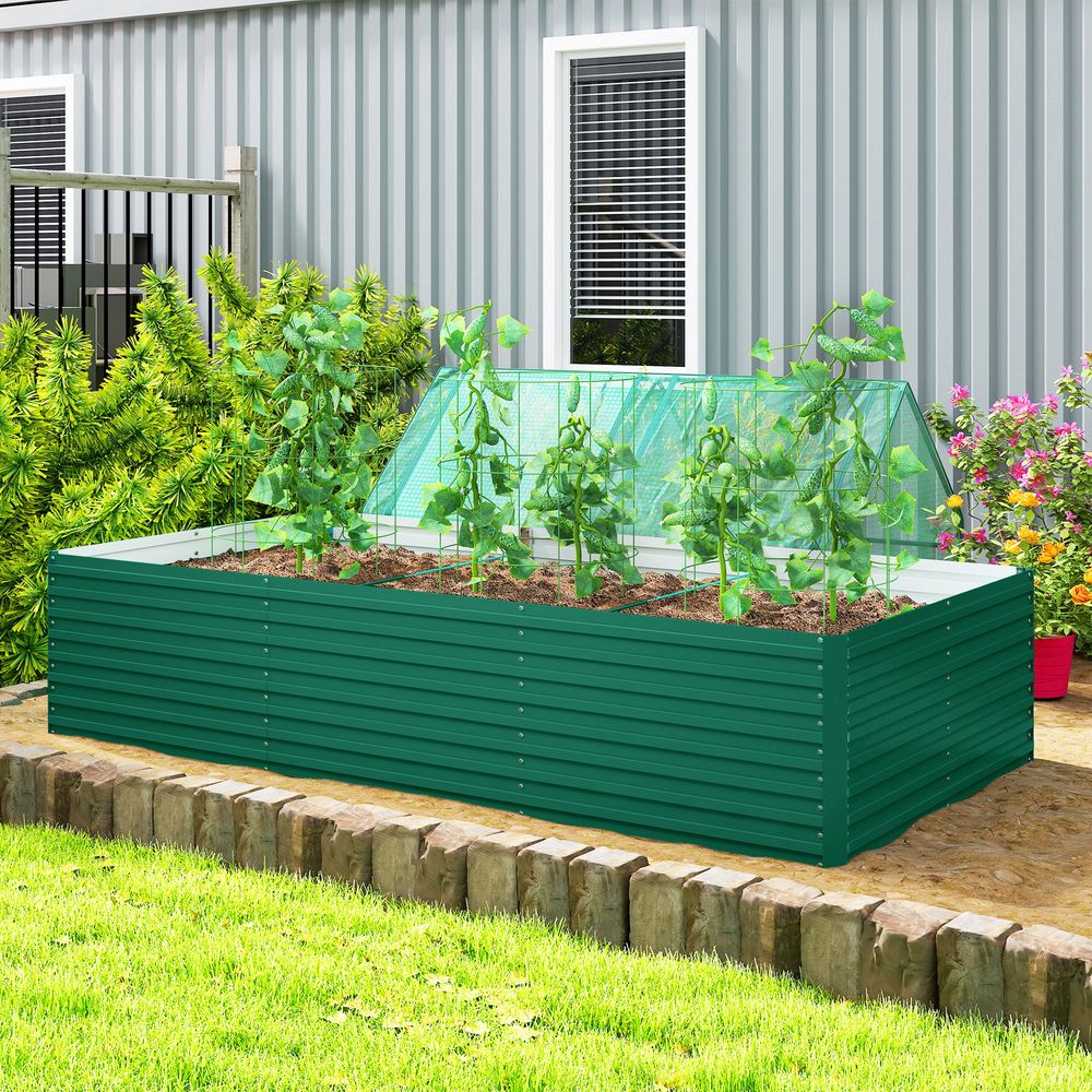 Jardinière surélevée acier galvanisé extérieur fond ouvert 240cm vert