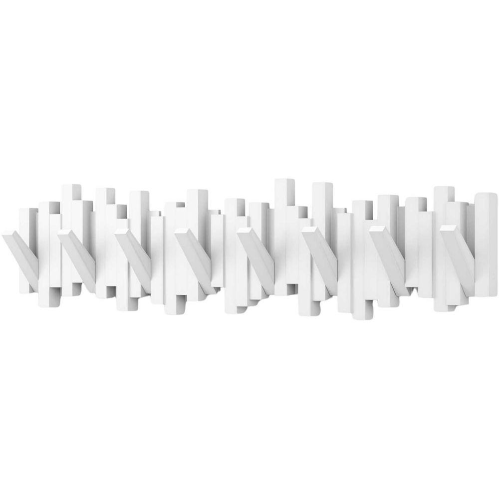 Porte manteau mural 8 crochets repliables sticks blanc