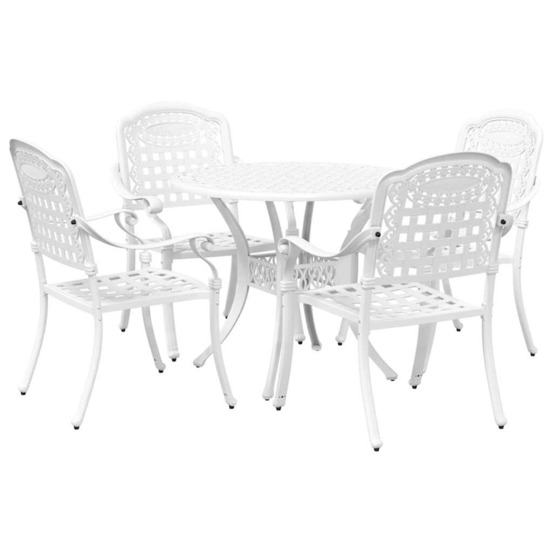 Ensemble de salle à manger pour jardin 5 pcs blanc aluminium