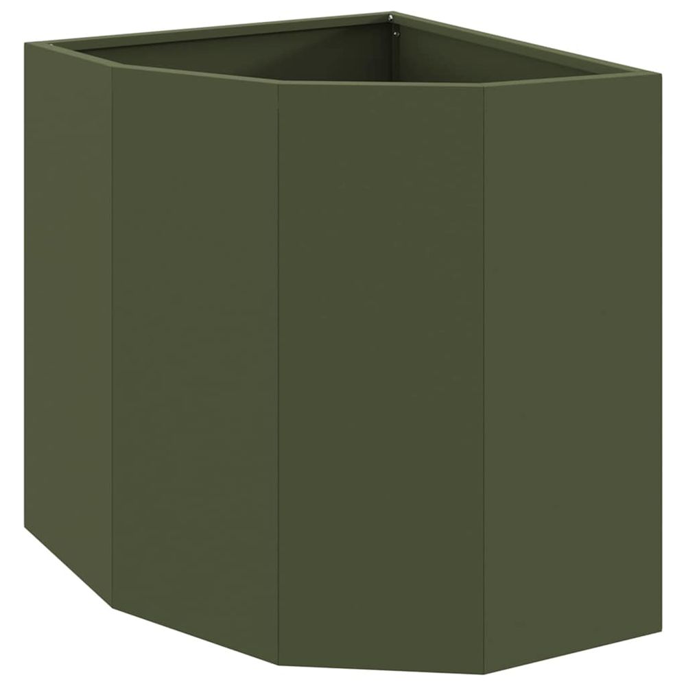 Jardinière d'extérieur d'angle vert olive 45 x 45 x 50 cm acier