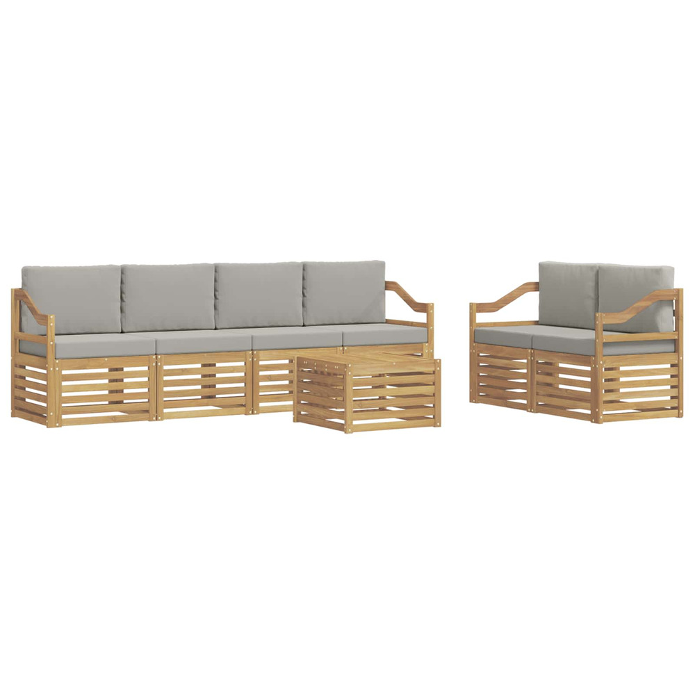 Ensemble de canapés d'extérieur 7 pcs blanc et gris clair