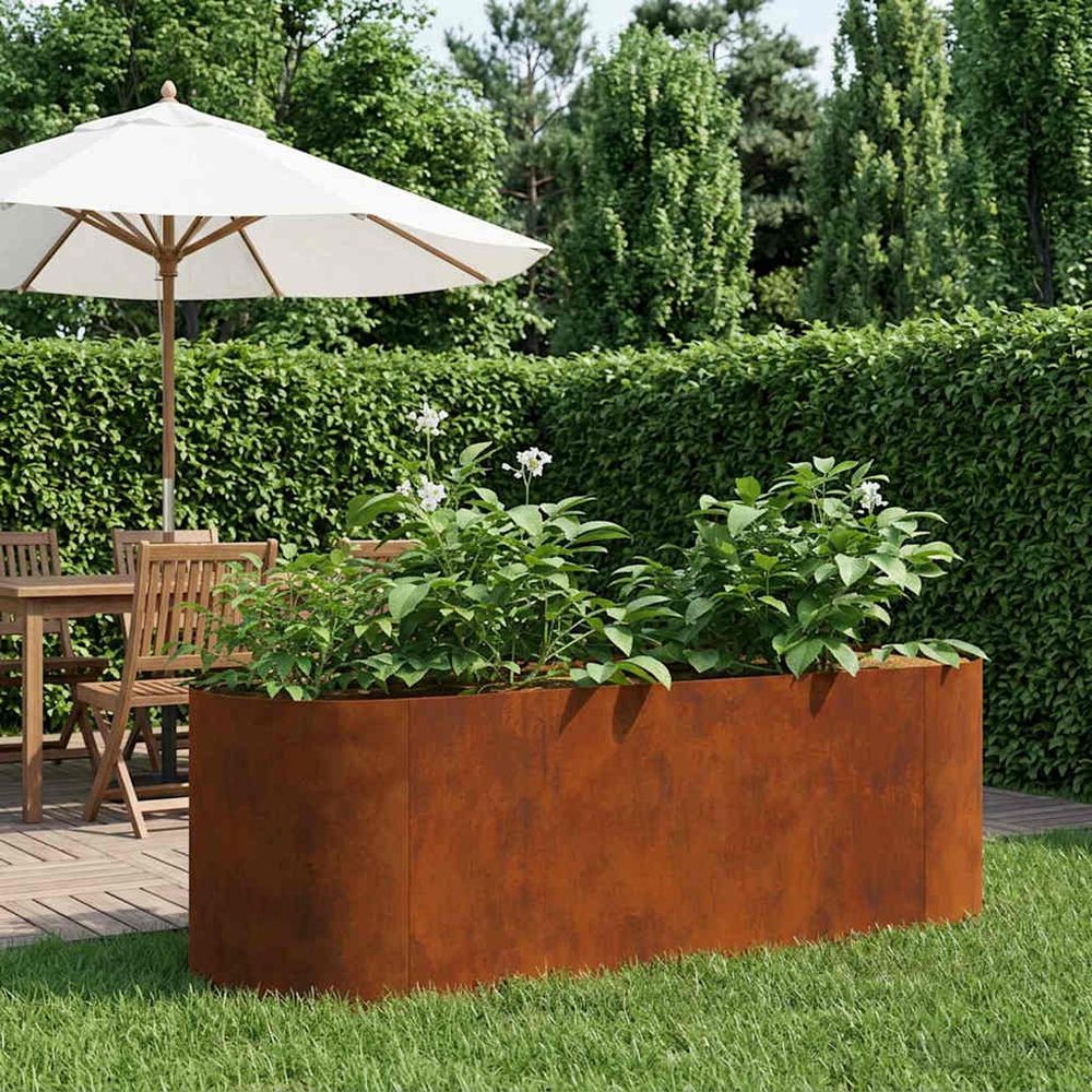 Carré potager surélevé acier extérieur sans fond 120x40x40cm acier patiné