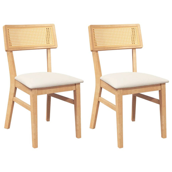 Chaises à manger coussins 2 pcs bois massif caoutchouc