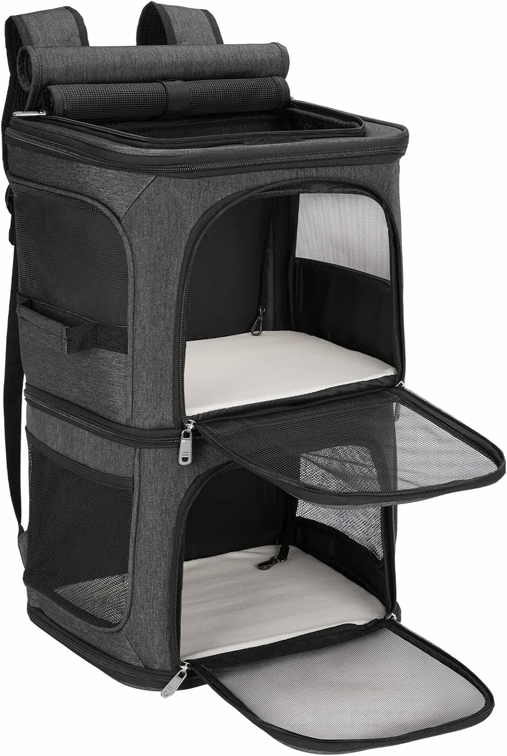 Transport portable respirant amovible pour animaux noir